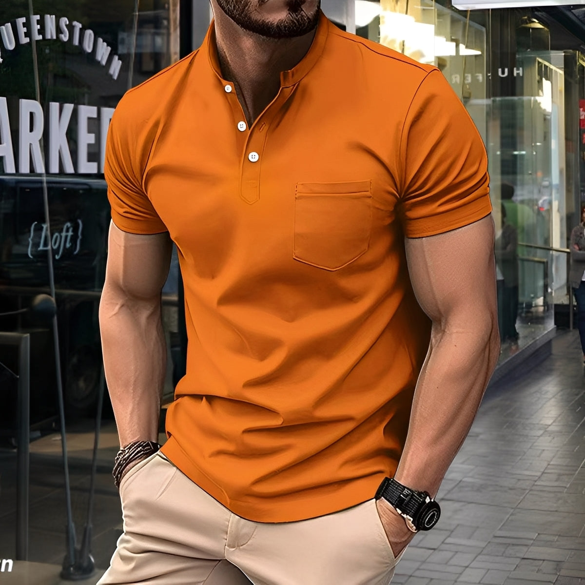 Darwin - Lässiges, schlichtes Poloshirt mit Halbkragen für Herren