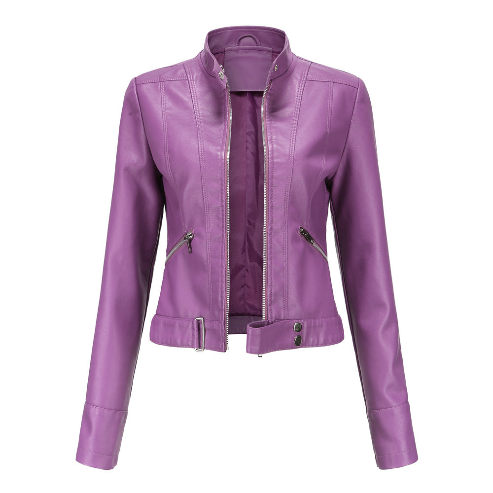 Madeline - Stilvolle Lederjacke mit Stehkragen für Damen