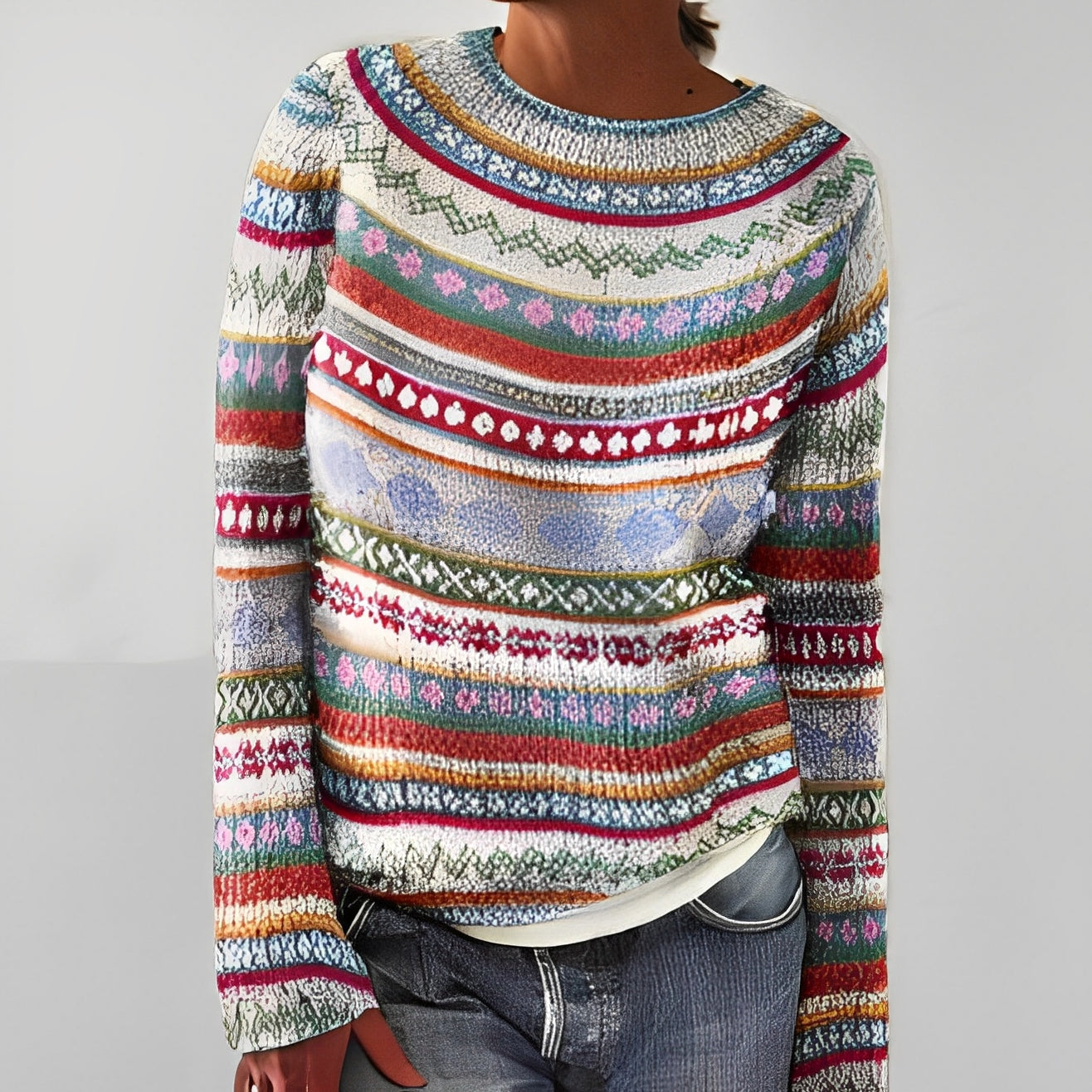 Heather - Klassischer Strickpullover mit Muster für Damen