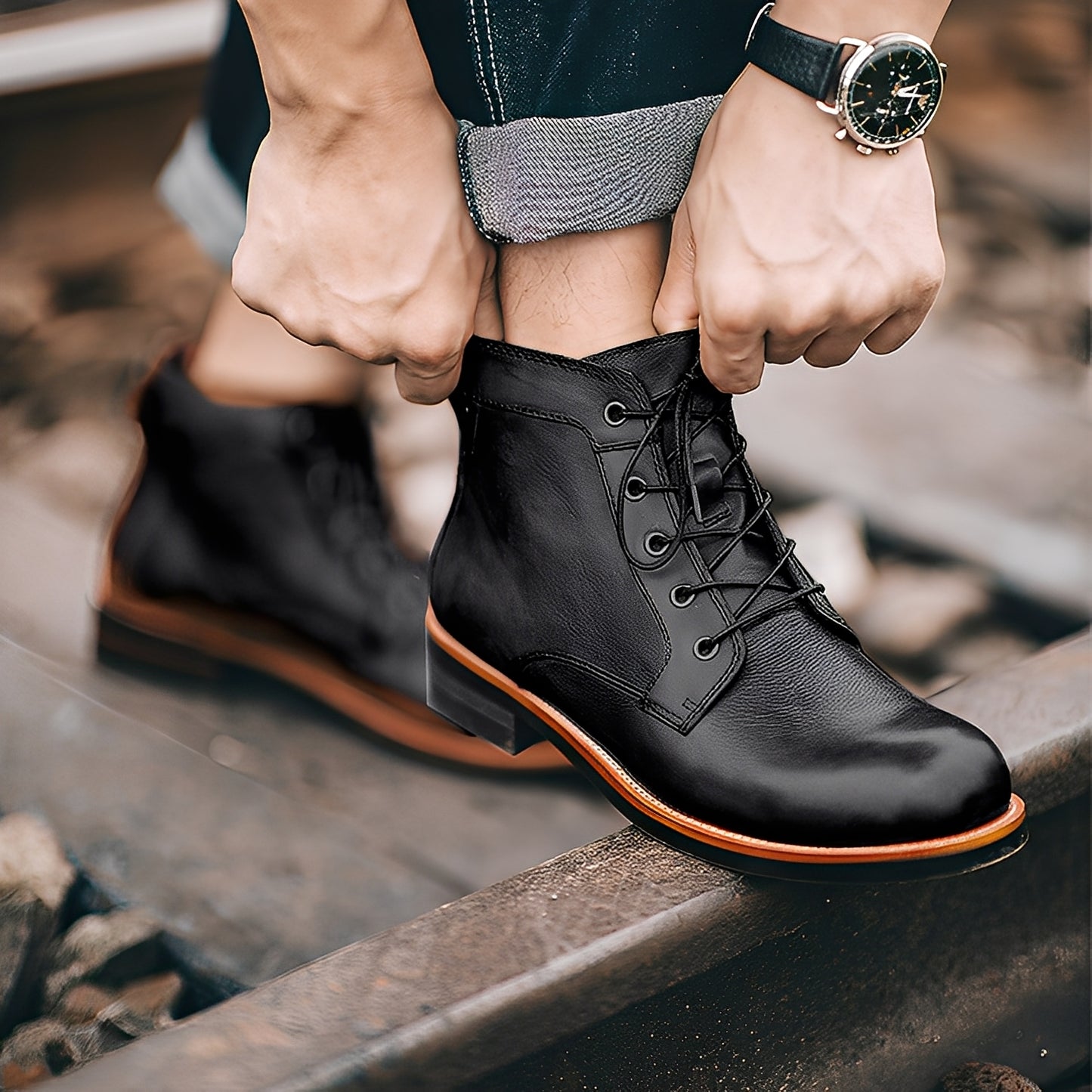 Chester - Retro-Martin-Lederstiefel für Herren