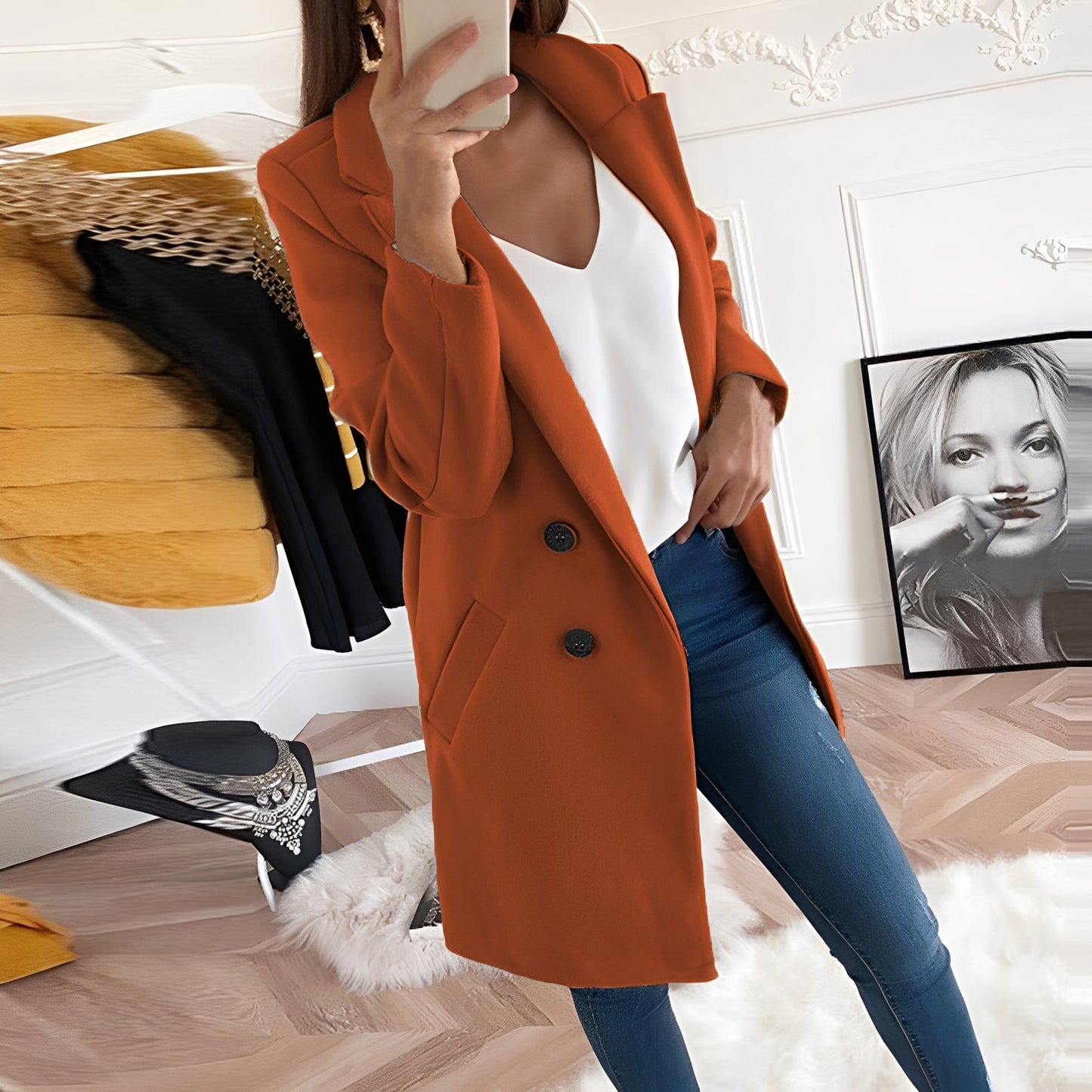 Nichole - Eleganter und warmer langer Mantel für Damen