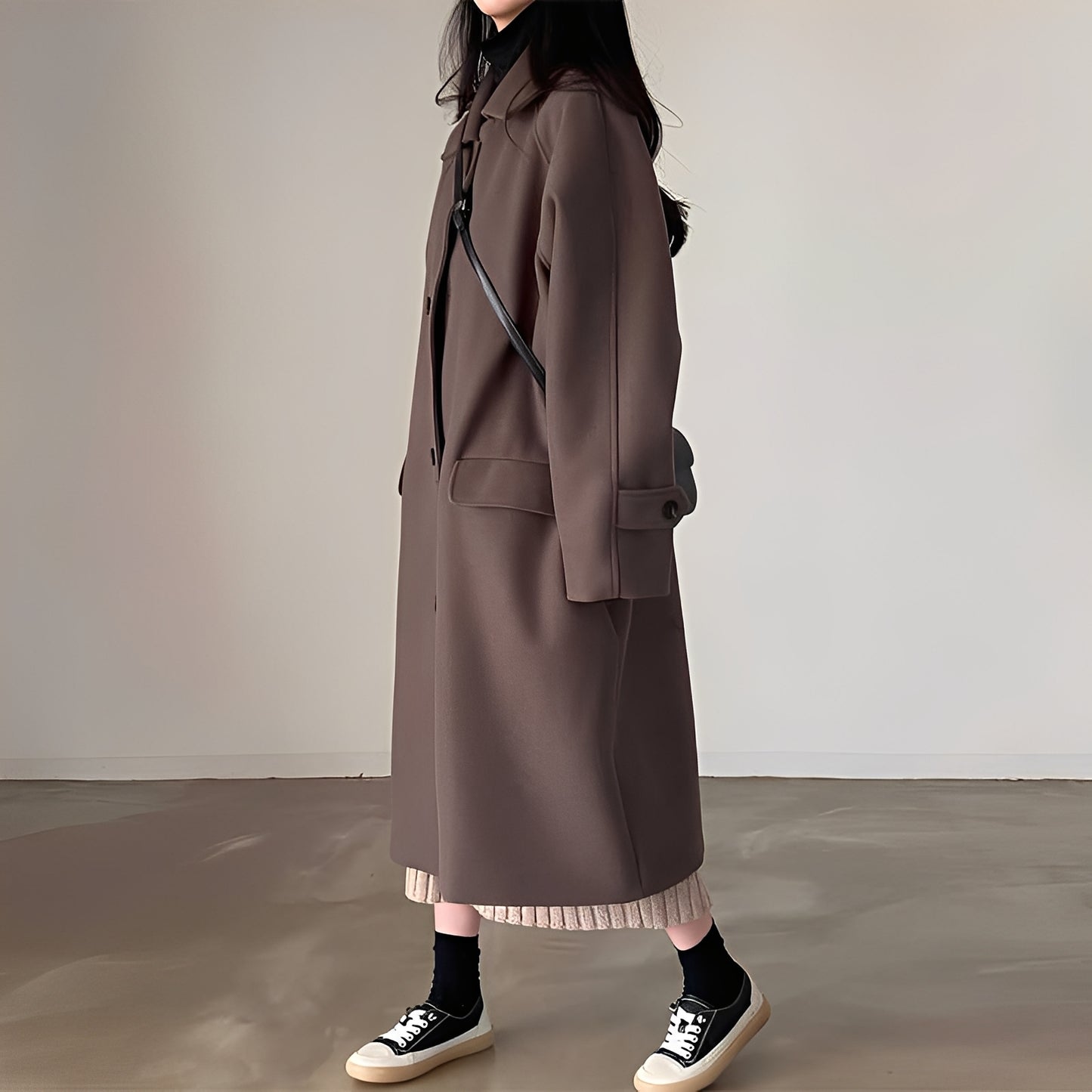 Estelle - Klassischer einreihiger Wollmantel für Damen