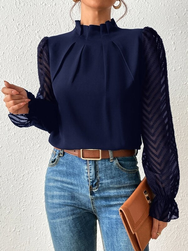 Cassandra - Stilvolles langärmeliges Chiffon-Oberteil für Damen