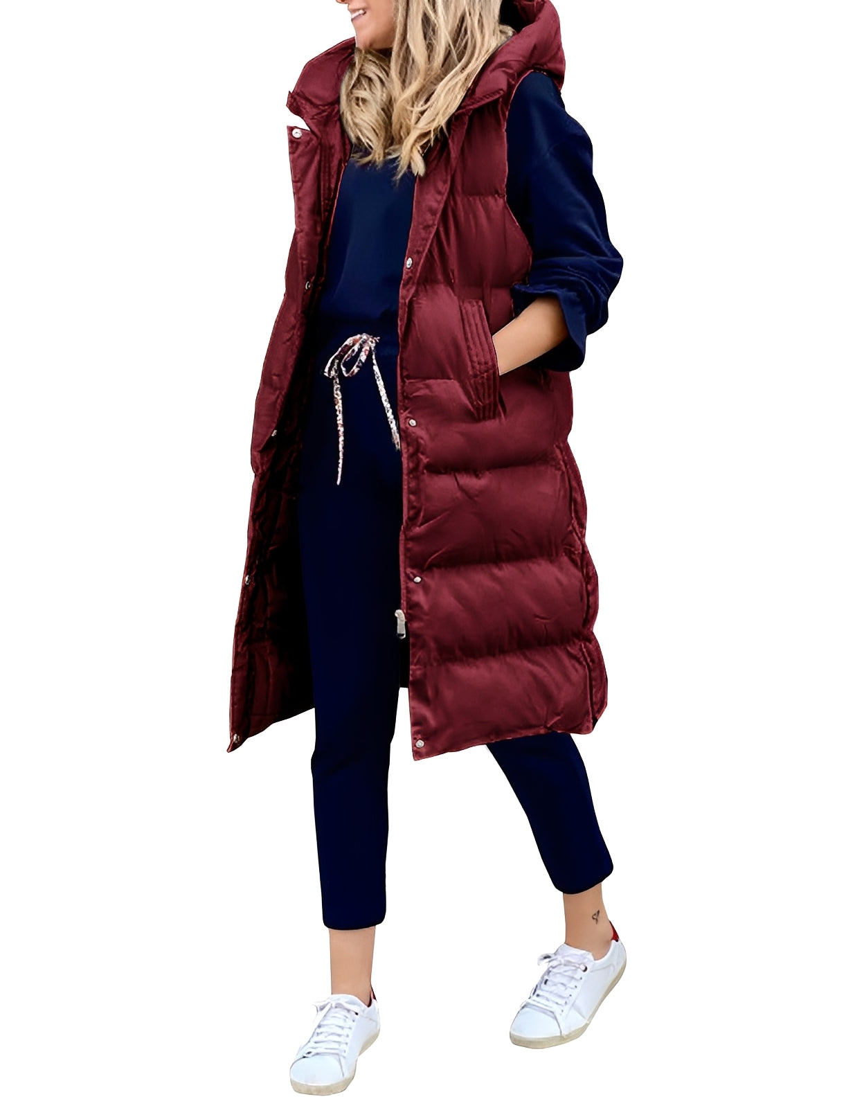 Amilia - Stilvoller, ärmelloser, langer Weste-Mantel für Damen
