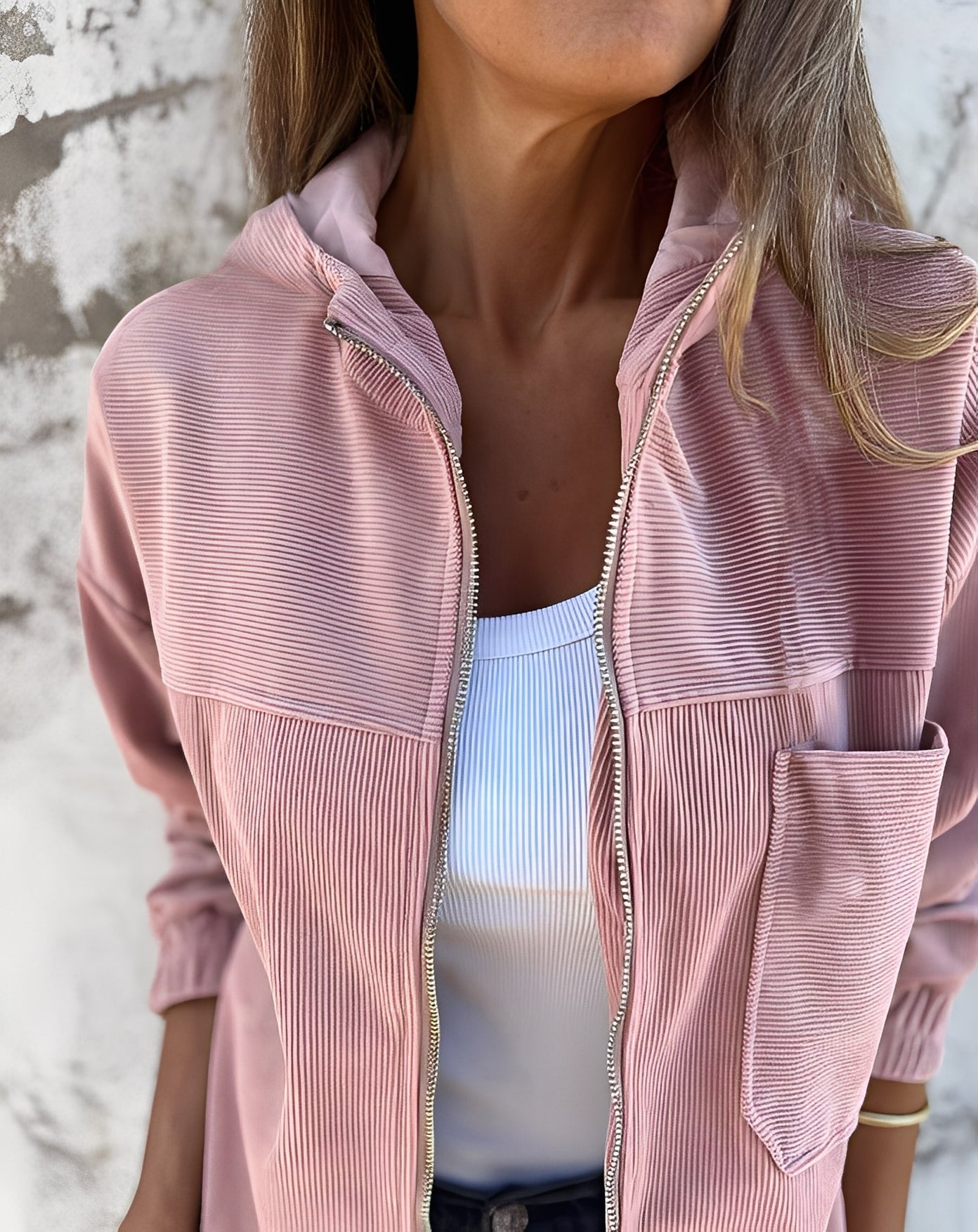 Gillian - Lässige Cordjacke mit Kapuze für Damen
