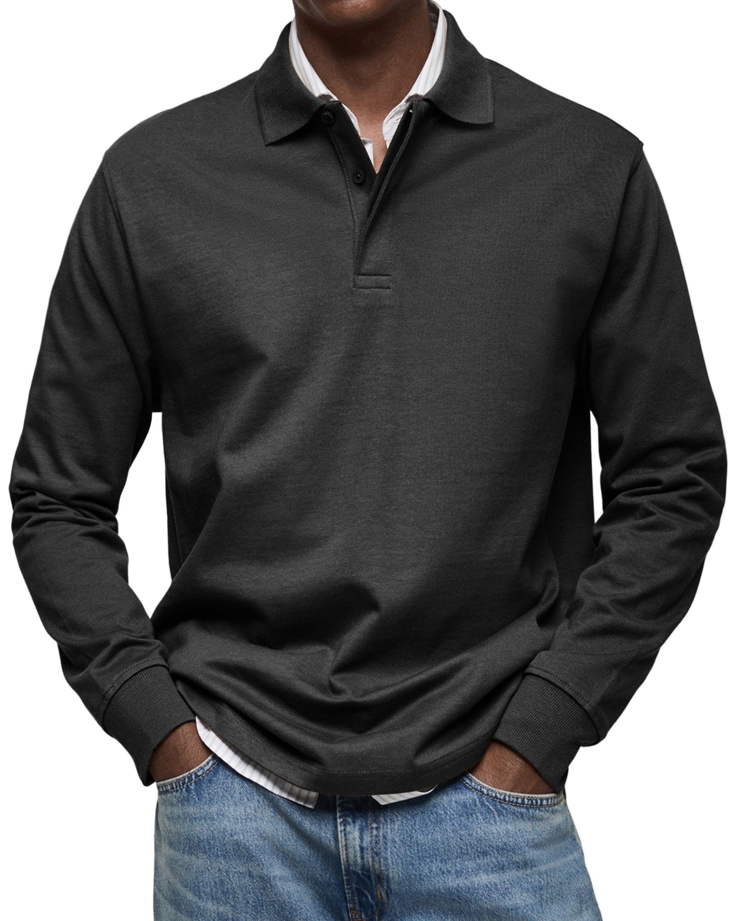 Dewey - Schlichtes Langarm-Poloshirt für Herren