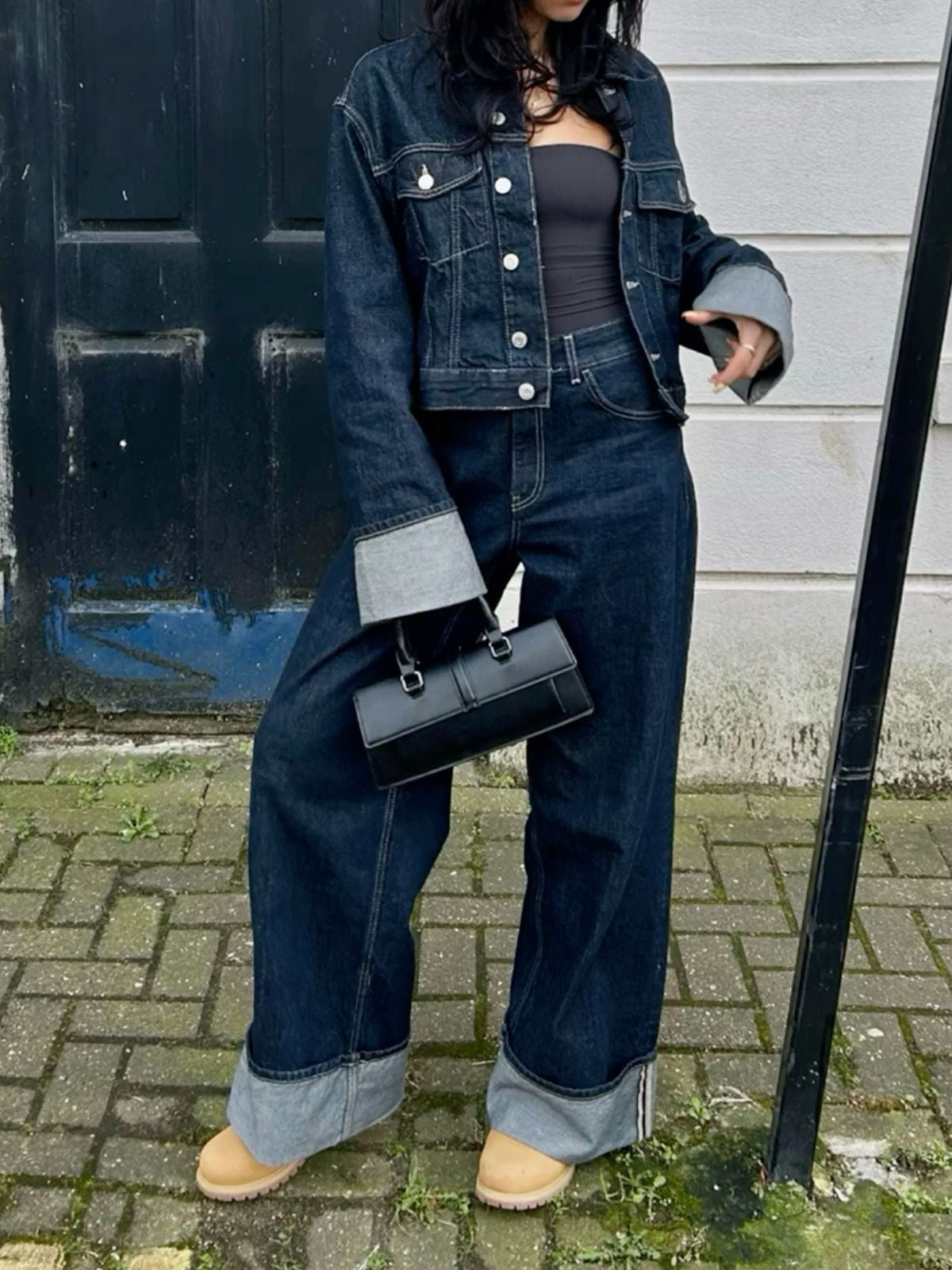 Clara – Denim-Set mit Truckerjacke & Hoch taillierte Jeans