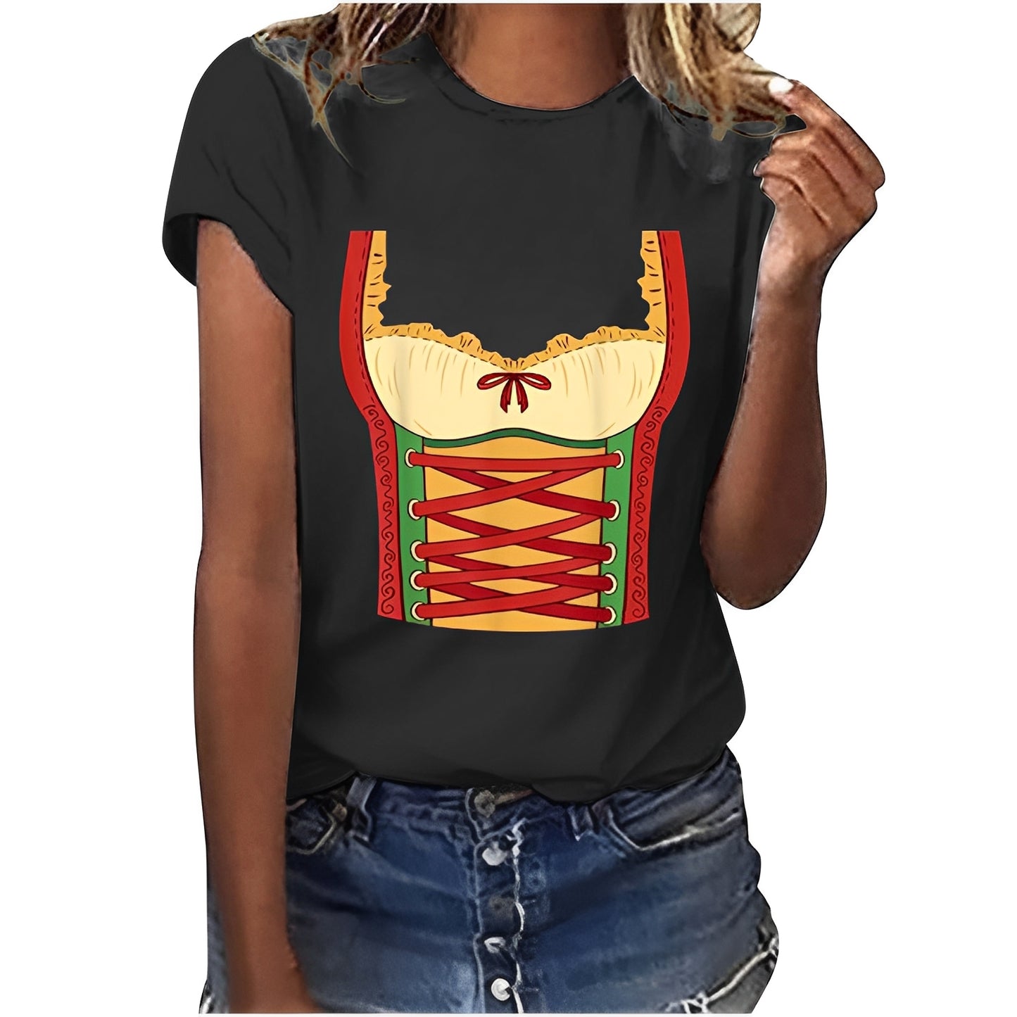 Hazel - Lässiges Oktoberfest-T-Shirt mit Print für Damen