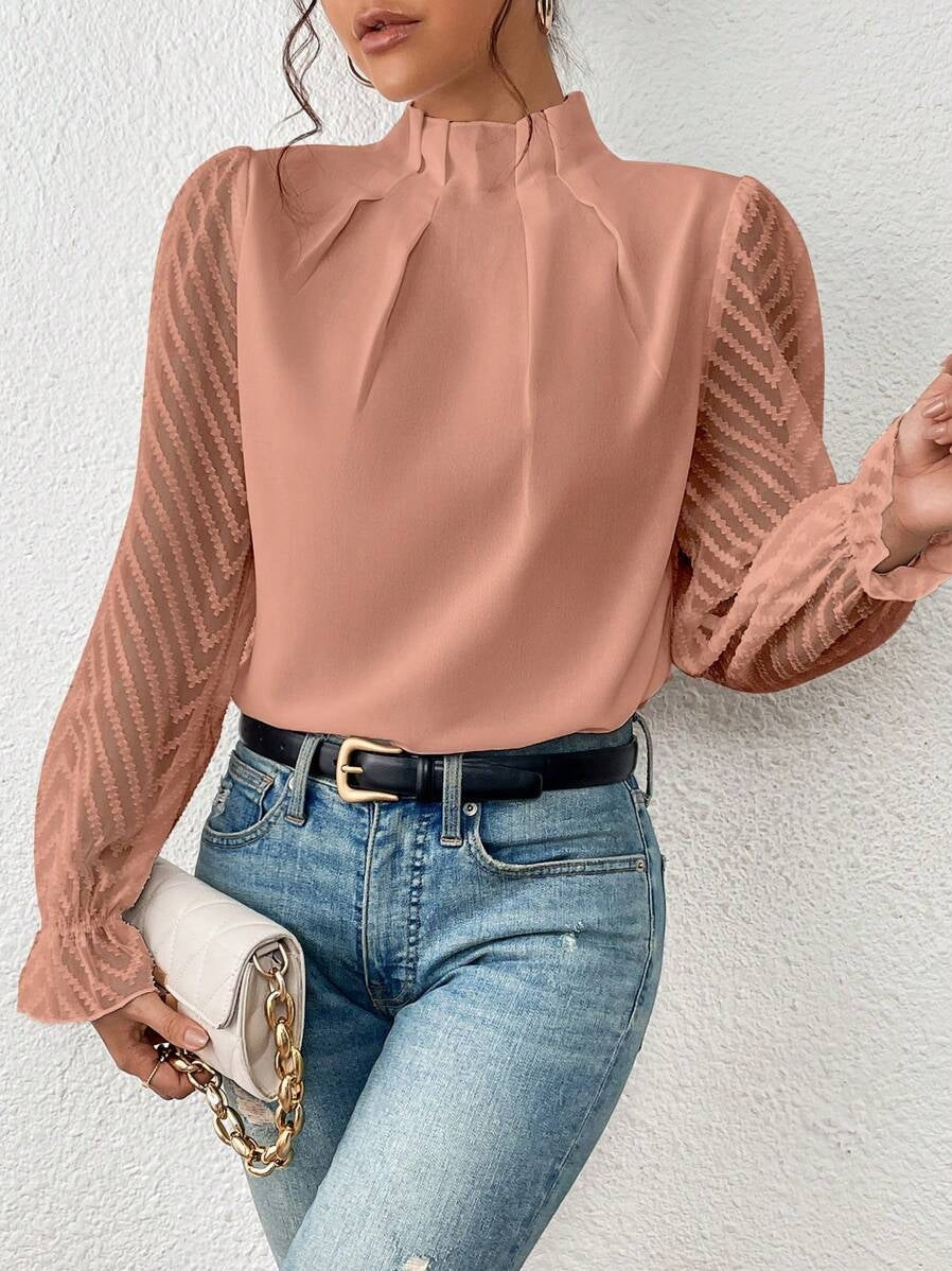 Cassandra - Stilvolles langärmeliges Chiffon-Oberteil für Damen
