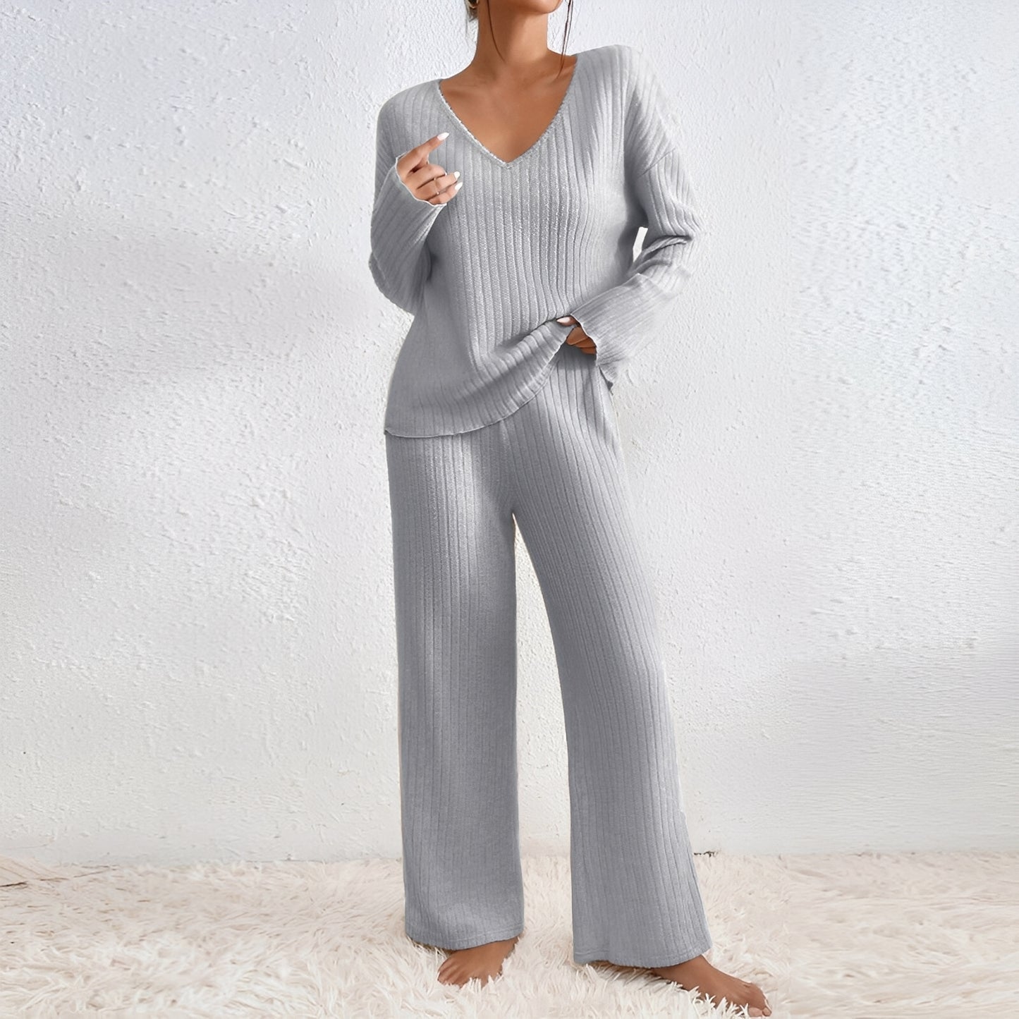 Michele - Lässiges, gestricktes zweiteiliges Lounge-Set für Damen