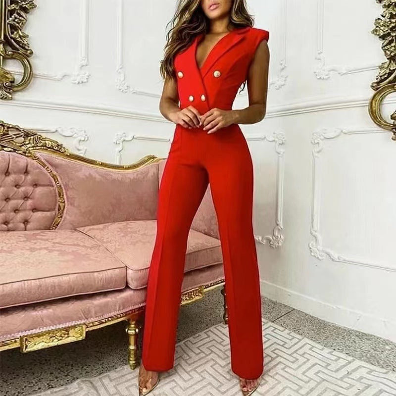 Kianna - Ärmelloser Jumpsuit mit V-Ausschnitt für Frauen
