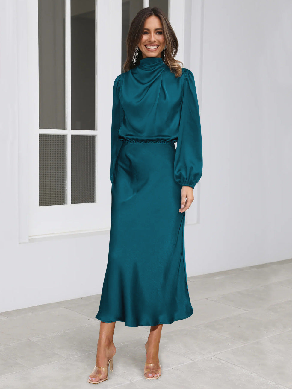 Danica - Formelles Langarmkleid mit Neckholder für Damen