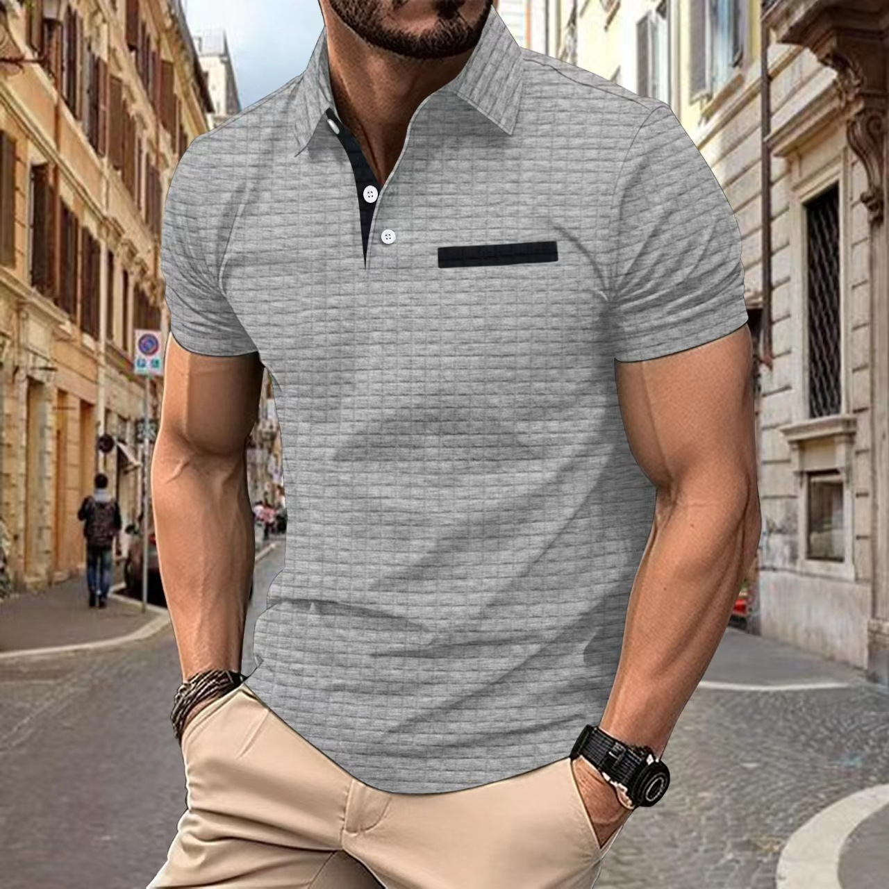 Kohen - Sommer-Poloshirt mit Herrenknopf