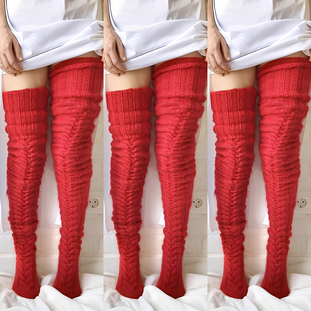Hailee - Warme Strick-Overknee-Socken für Damen