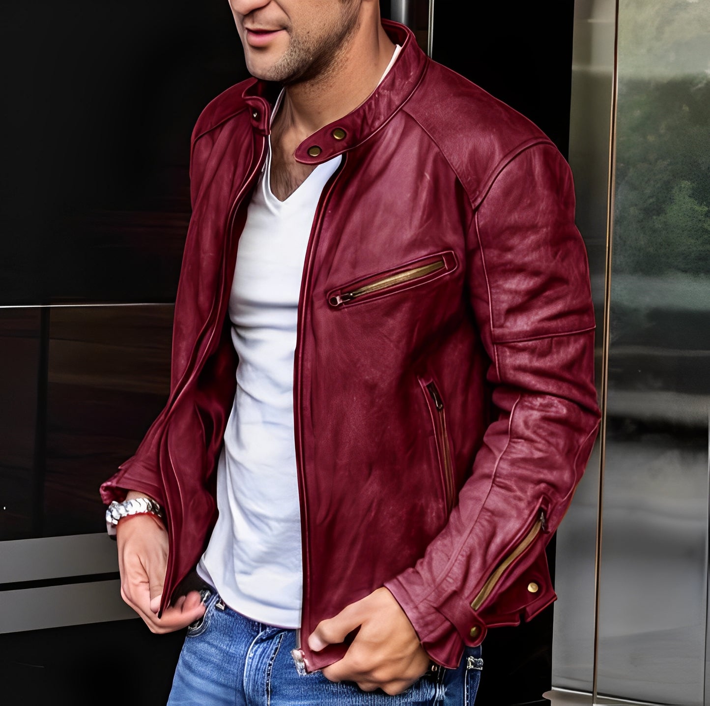 Winston - Vielseitige Lederjacke mit Stehkragen für Herren