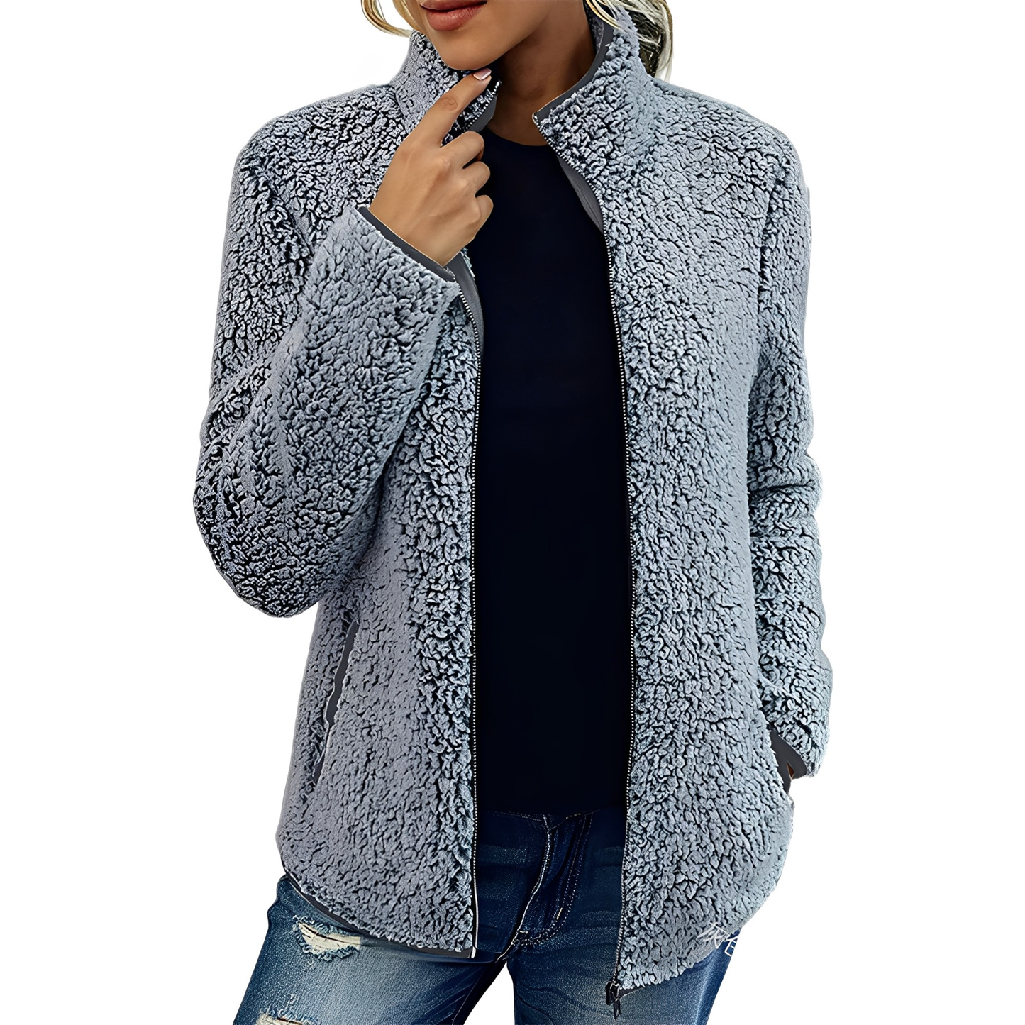 Alethea - Eleganter Fleece-Samtmantel für Damen