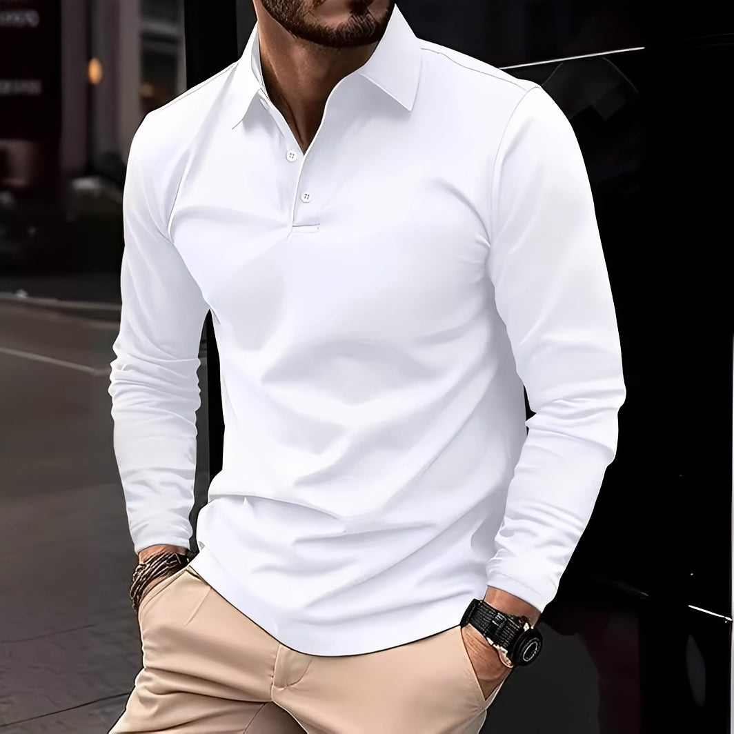 Dudley - Lässiges Langarm-Poloshirt mit Knöpfen für Herren