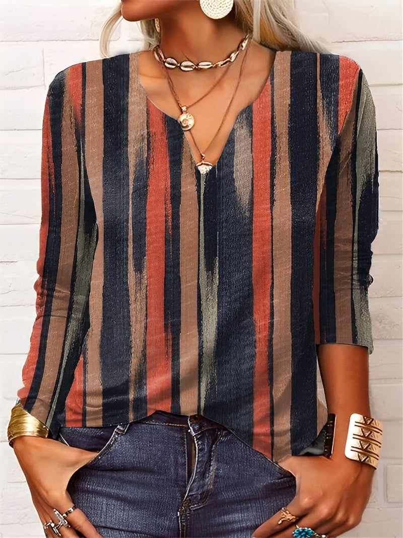 Denise - Boho-Bluse mit V-Ausschnitt und Knöpfen für Damen