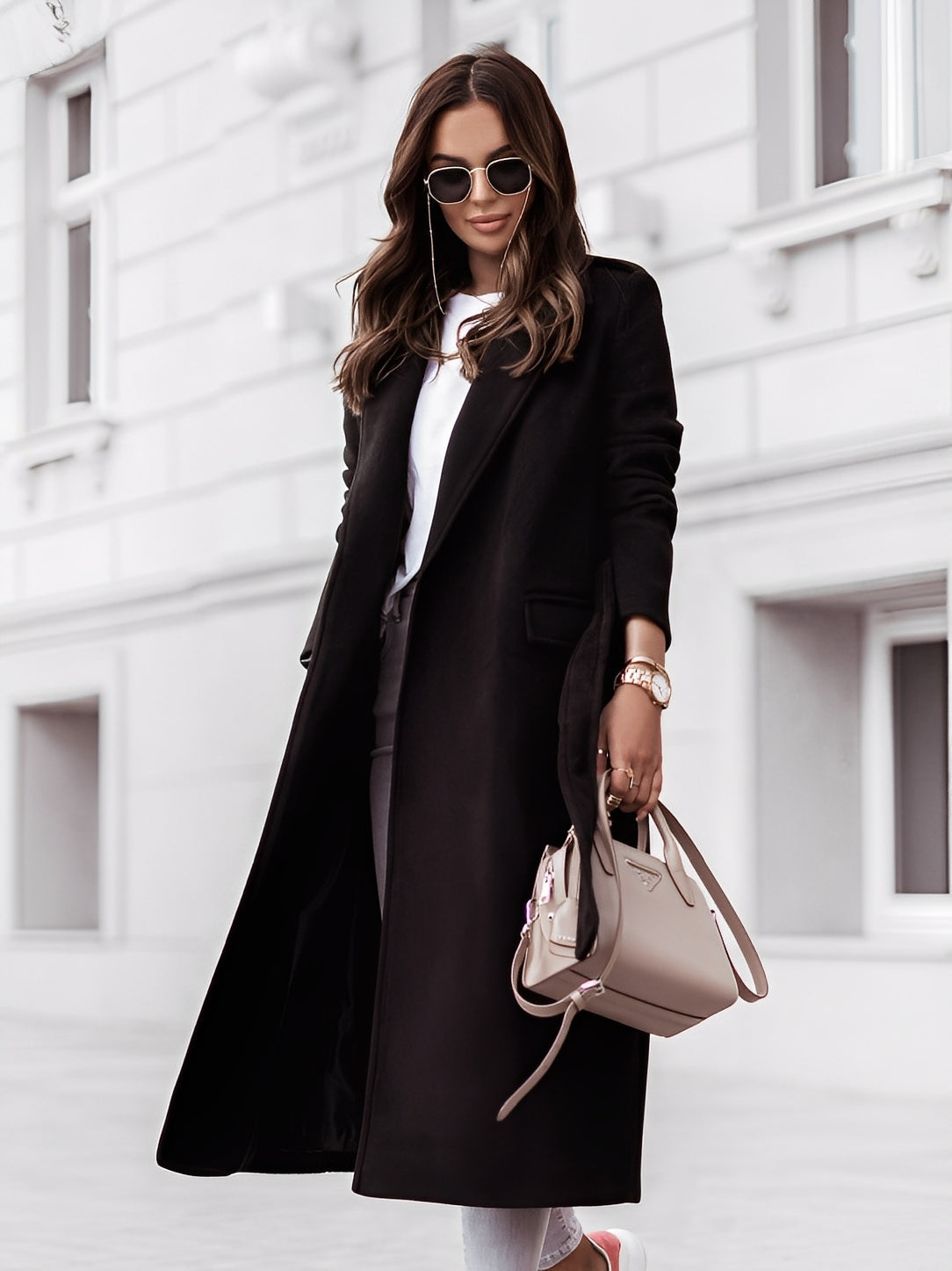 Haylie - Stilvoller Wollmantel mit Taillengürtel für Damen