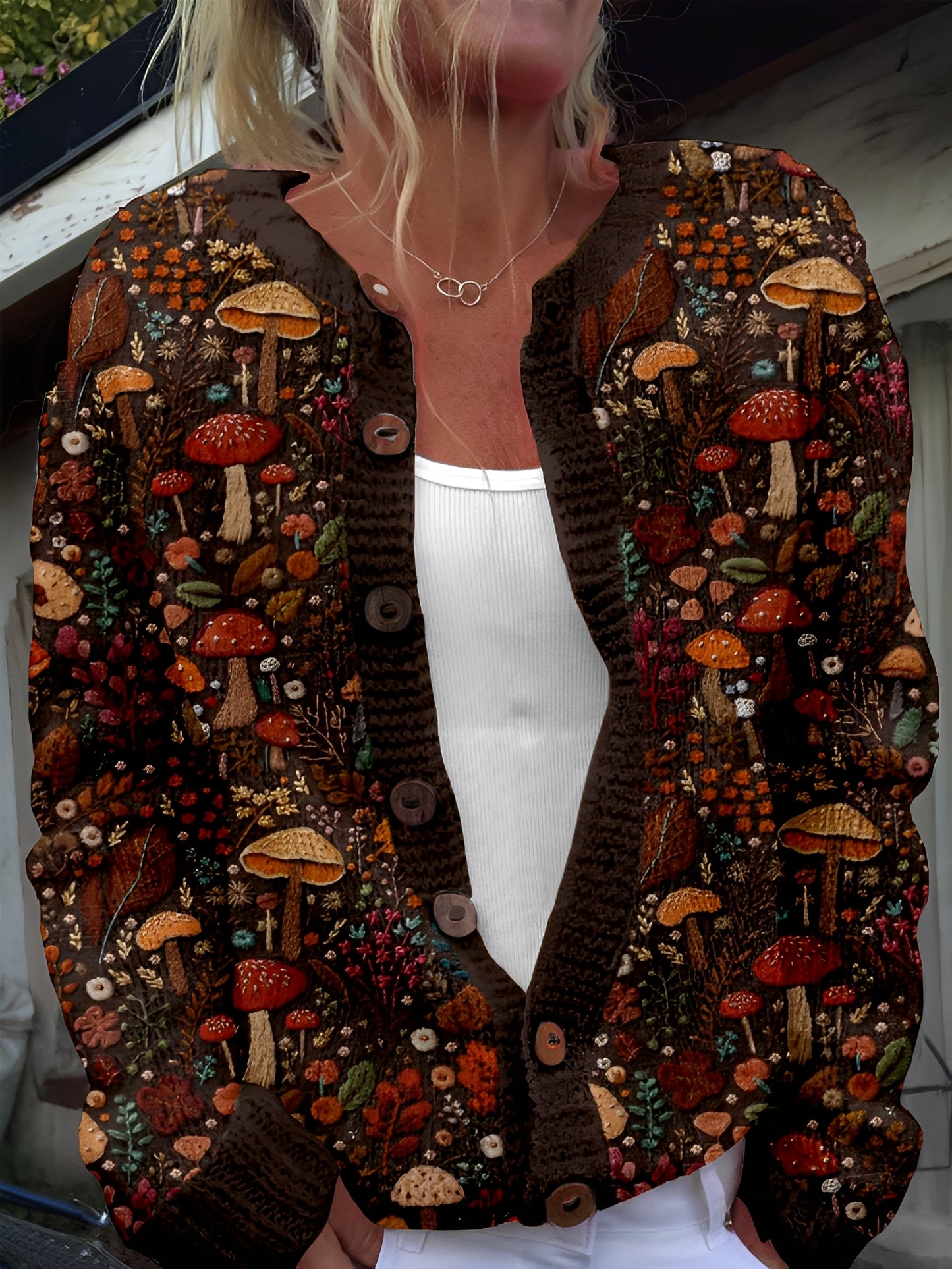 Kandace - Stilvolle Strickjacke mit Blumenmuster für Damen
