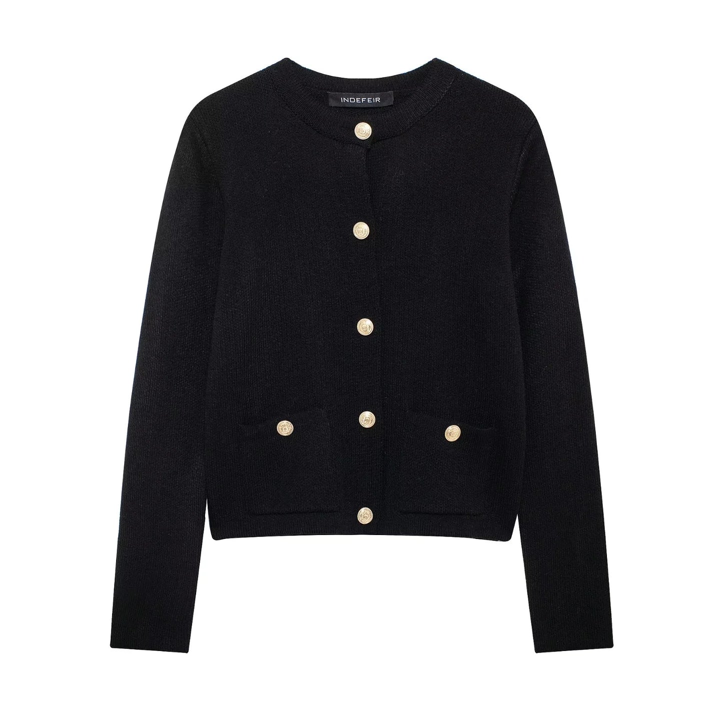 Zinnia - Lässige Strickjacke mit goldener Knopfleiste für Damen