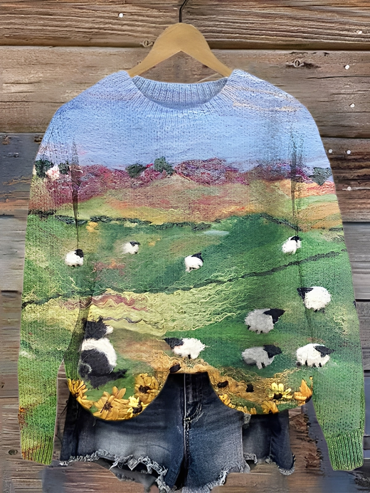 Tawnee - Warmer Wollpullover mit Print für Damen