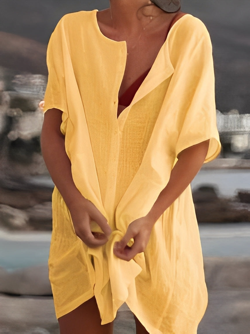 Viona - Lässiges Kleid aus Baumwollleinen für Damen