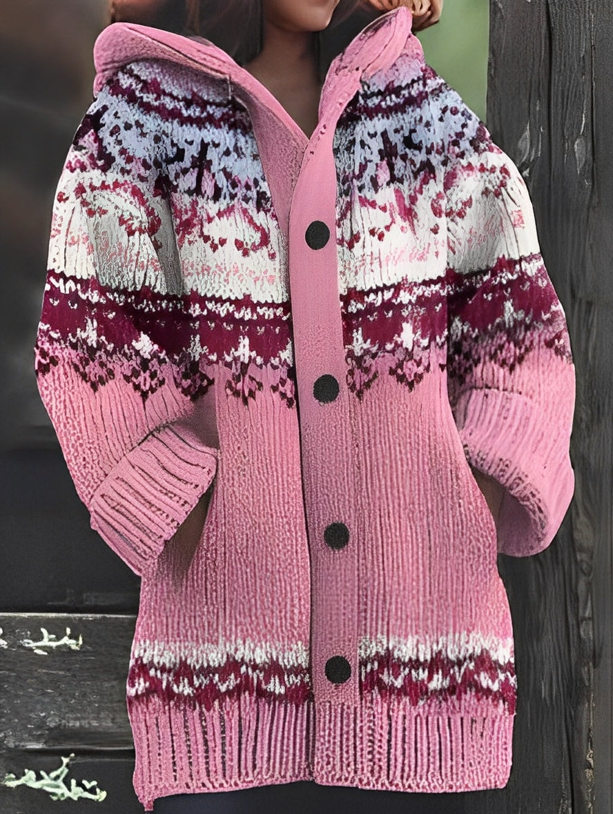 Rexana - Lässiger, warmer Mantel mit Print für Damen
