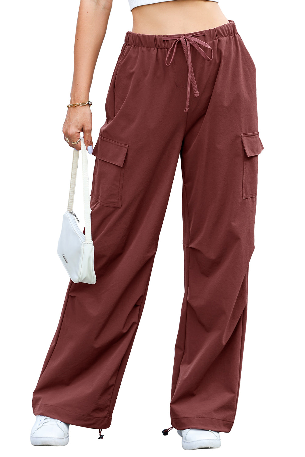 Lira- Weite Cargohose, Roter Kordelzug