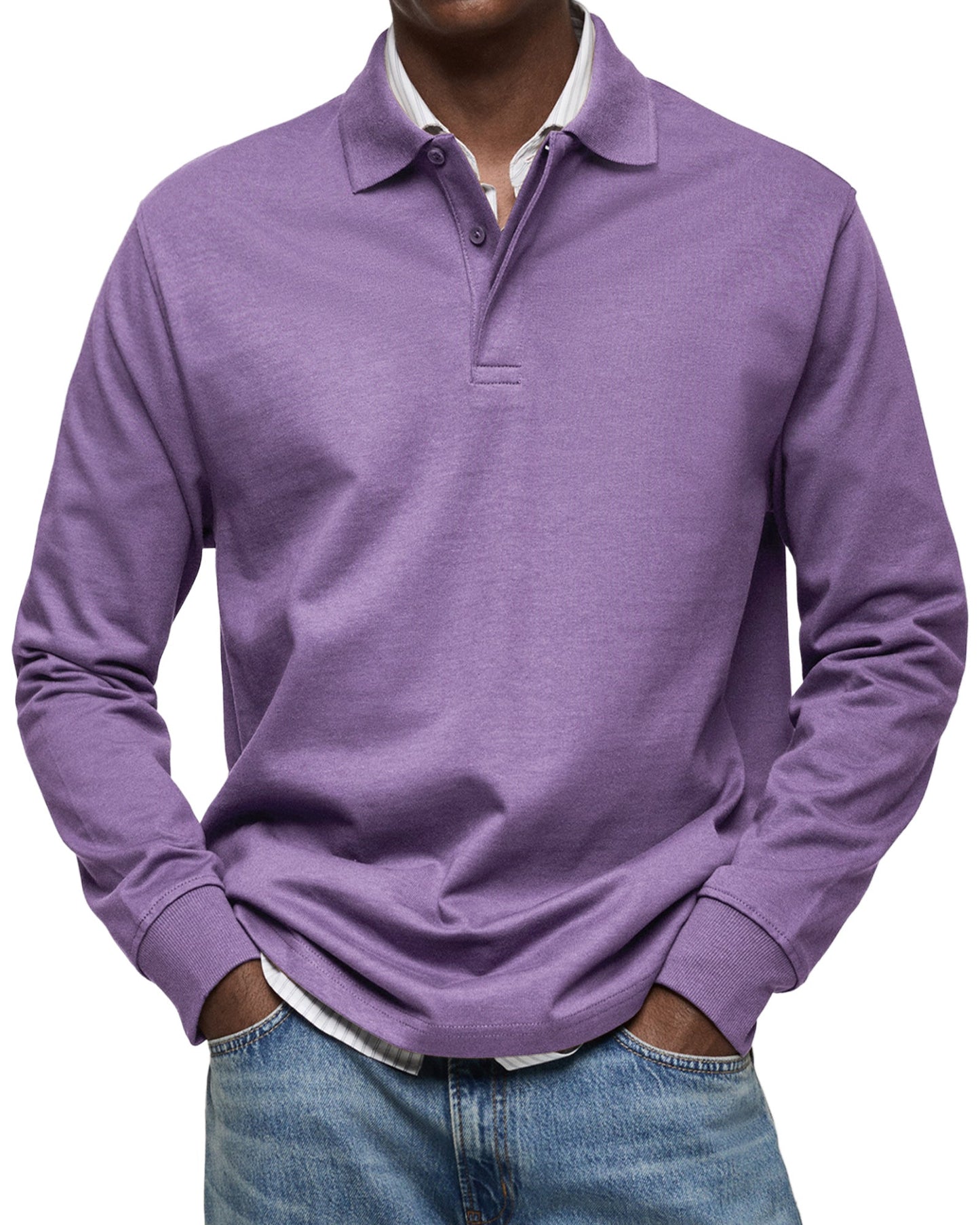 Dewey - Schlichtes Langarm-Poloshirt für Herren