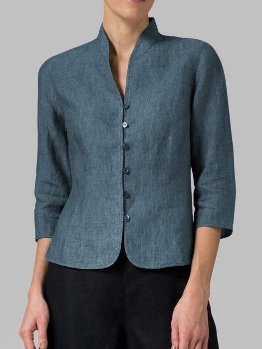 Brynna - Hochwertige Damen Bluse mit Stehkragen