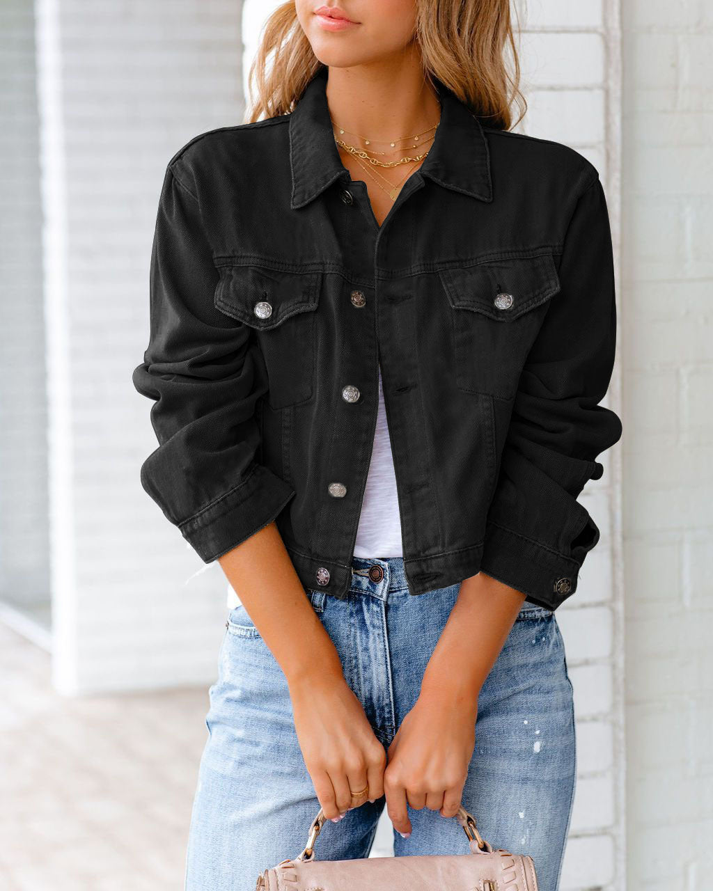 Paulene - Stilvolle Jeansjacke mit Knöpfen und Taschen