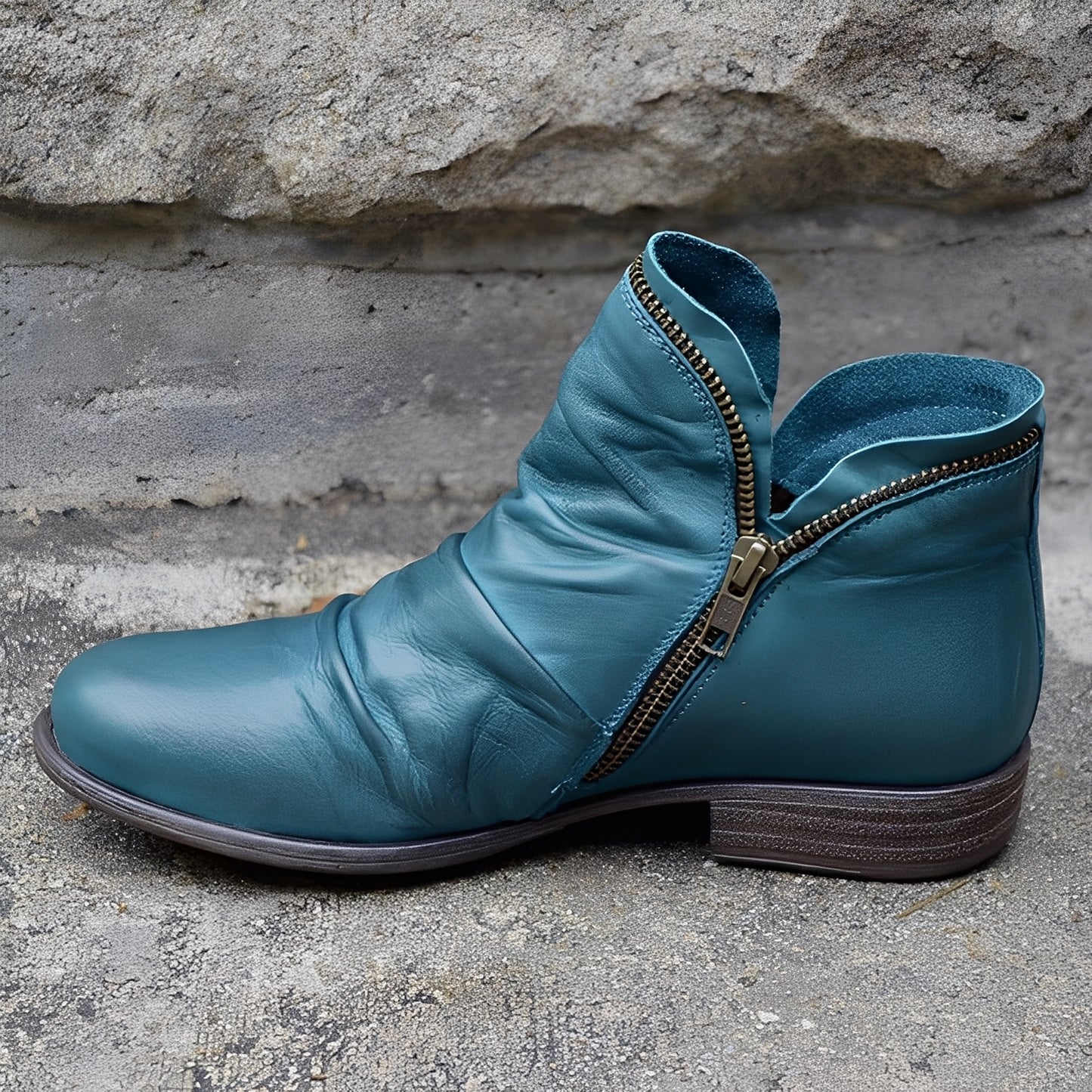 Veronica - Retro-Lederstiefel mit Reißverschluss für Damen
