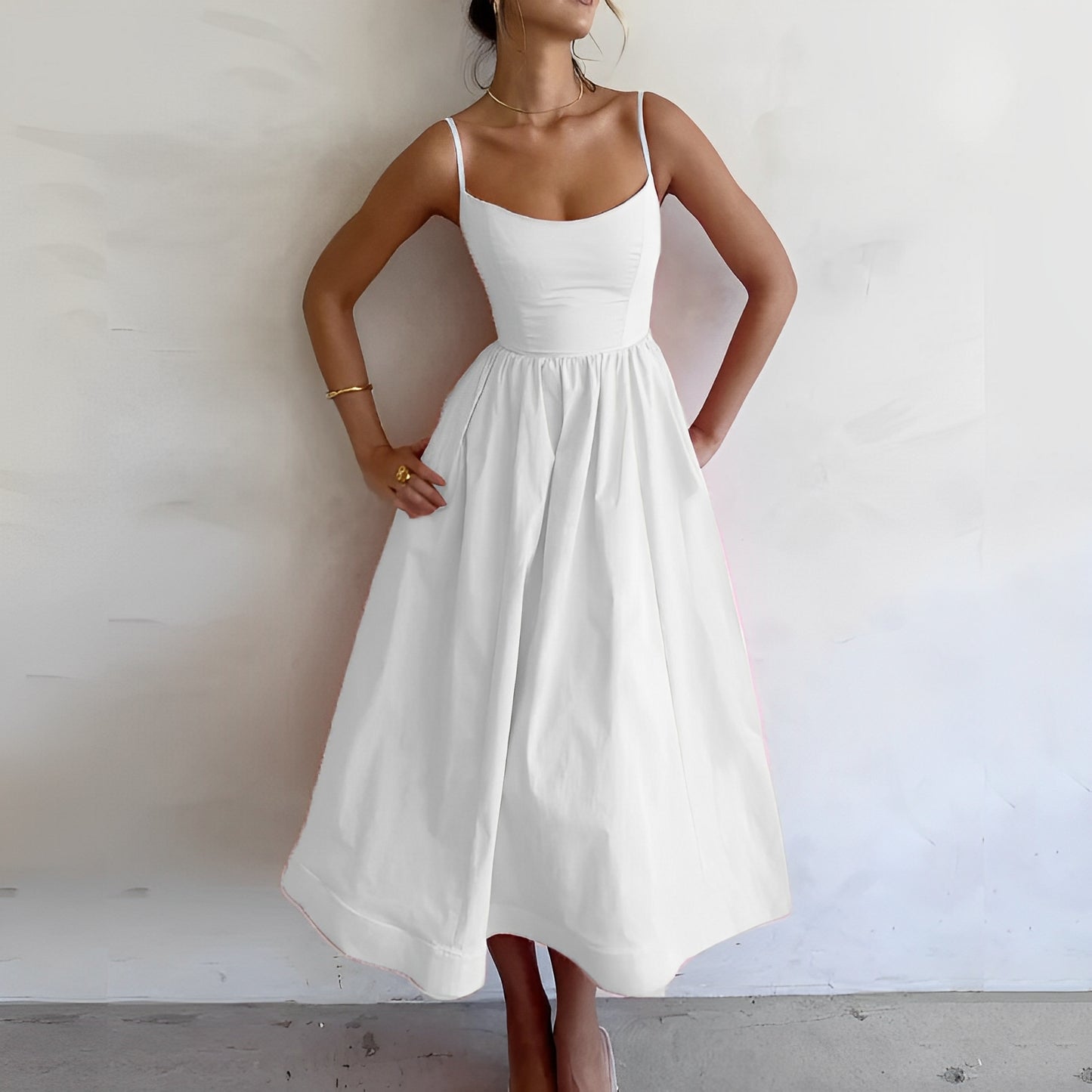 Selena - Fließendes Midikleid für Damen für den Weg zur Arbeit
