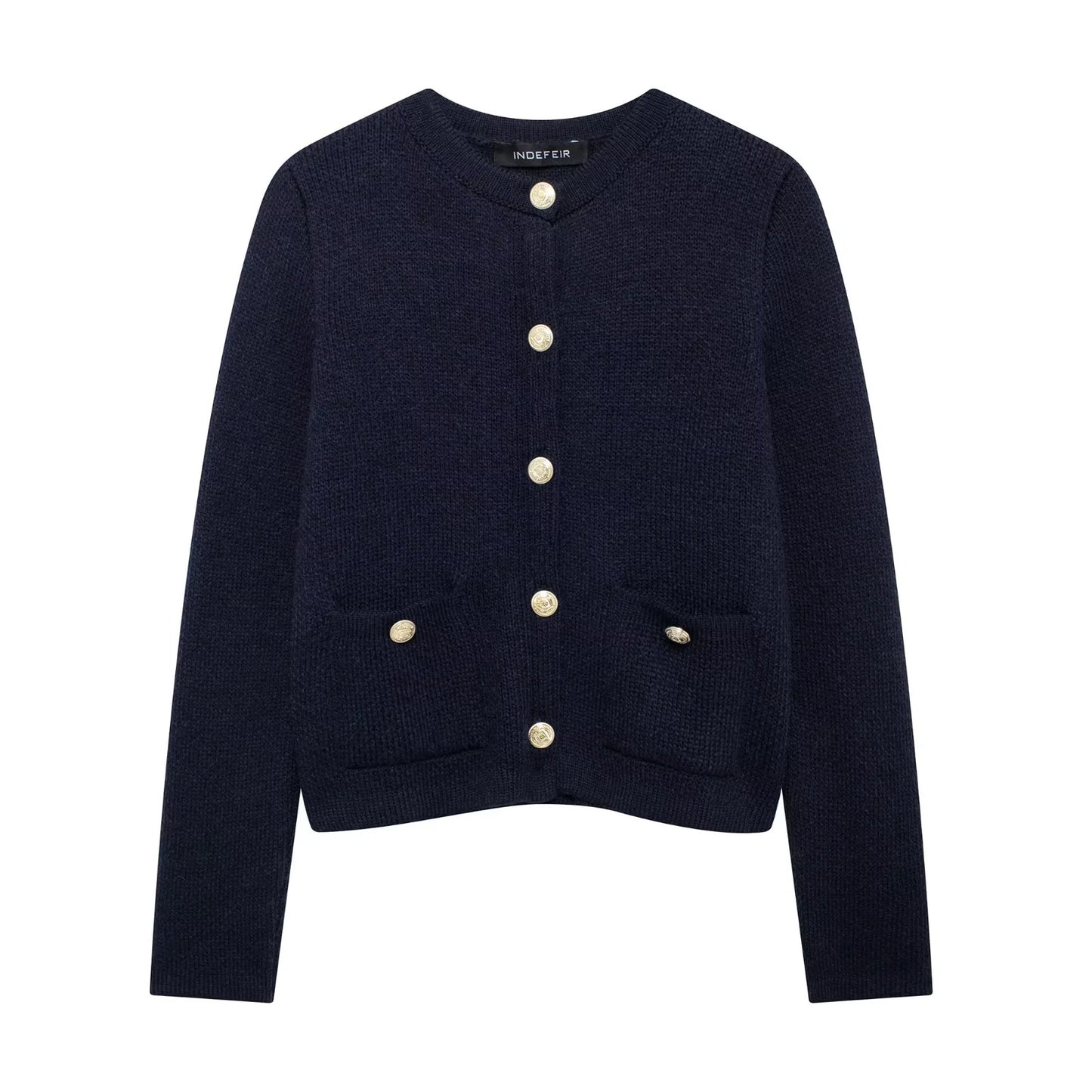 Zinnia - Lässige Strickjacke mit goldener Knopfleiste für Damen