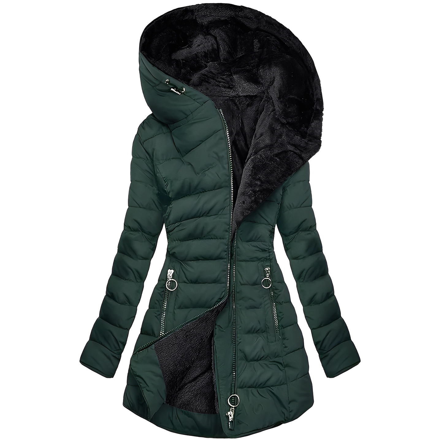 Helena - Warmer Plüschmantel mit Kapuze für Damen