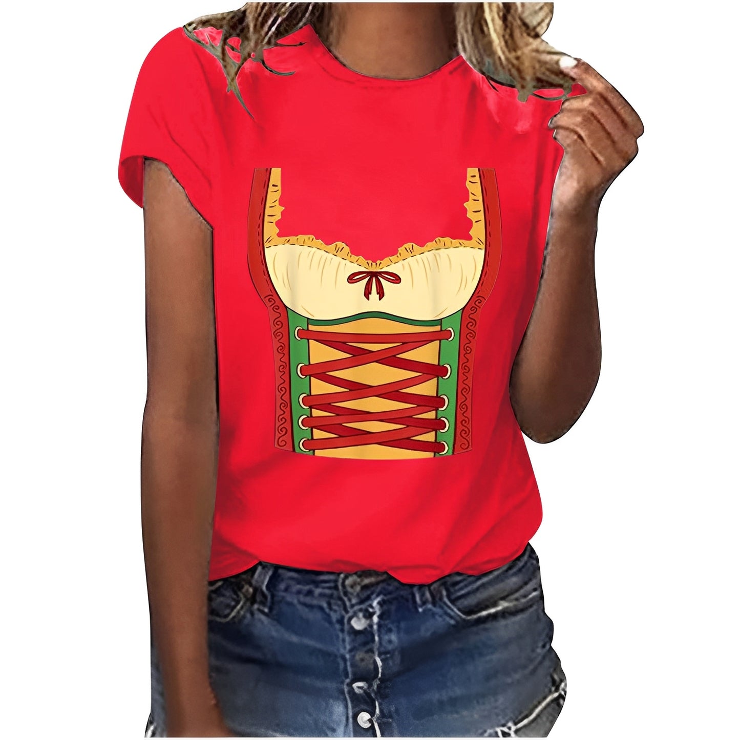 Hazel - Lässiges Oktoberfest-T-Shirt mit Print für Damen