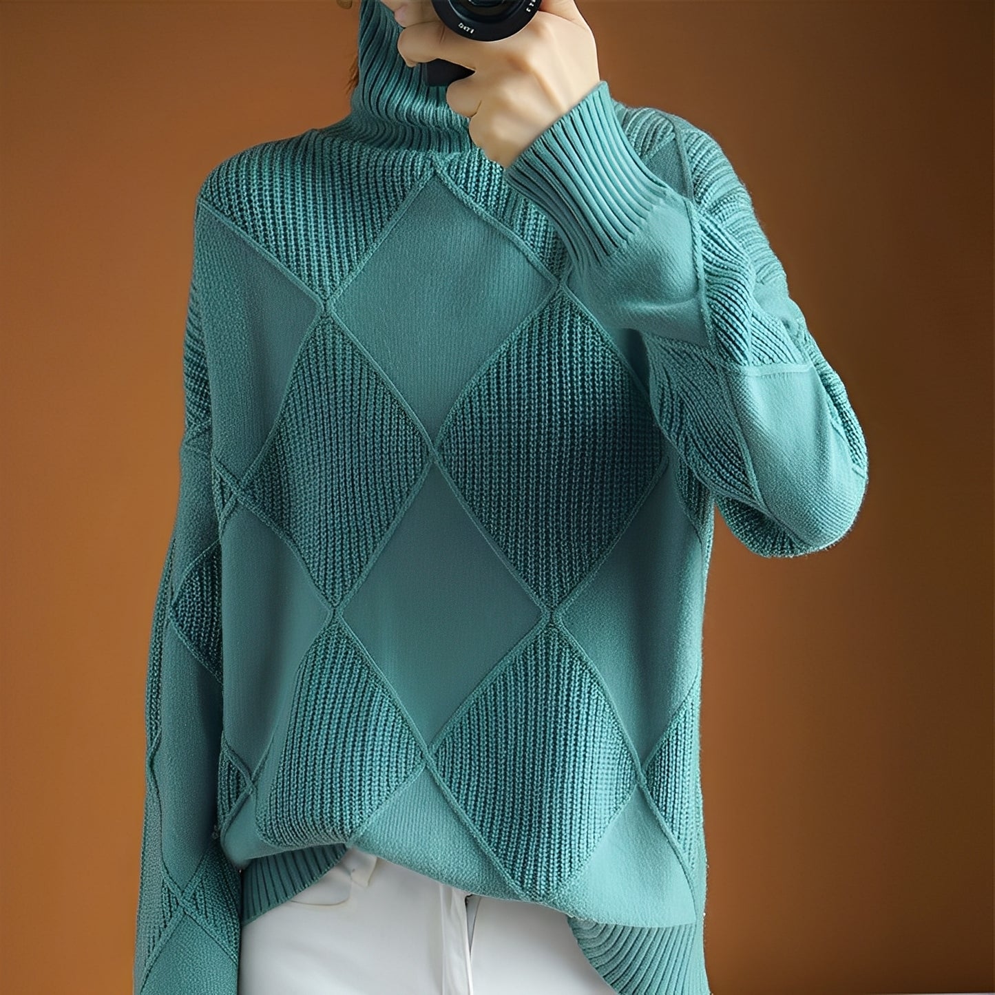 Lyndsea - Lockerer Rollkragenpullover für Damen