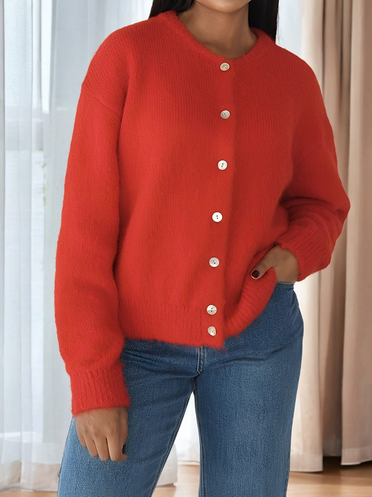 Rowena - Vintage-Wollmantel mit Knöpfen für Damen