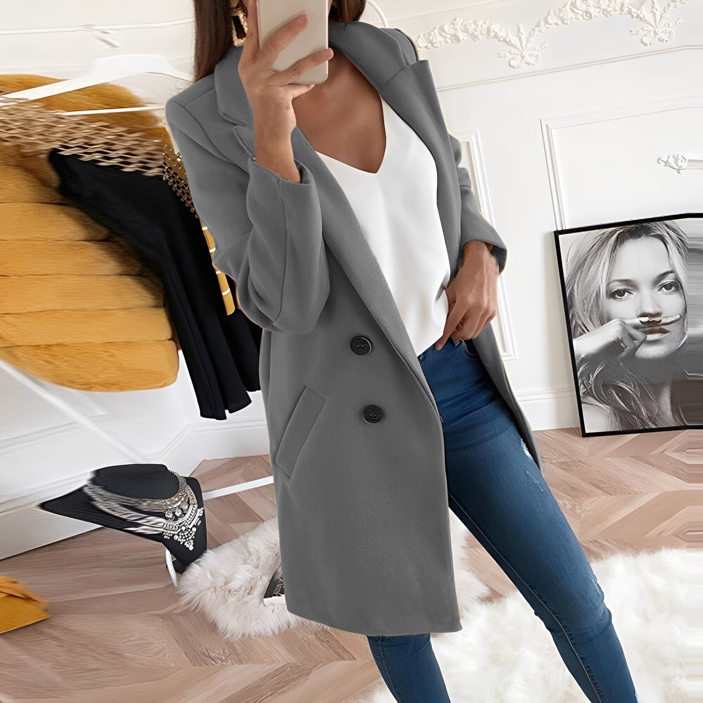 Nichole - Eleganter und warmer langer Mantel für Damen