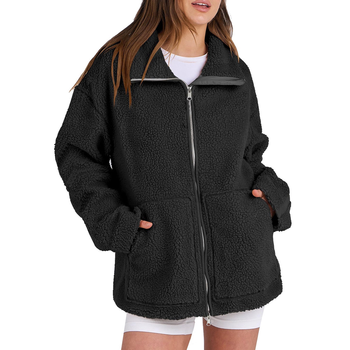 Adamina - Lockerer Wollmantel mit Rollkragen für Damen