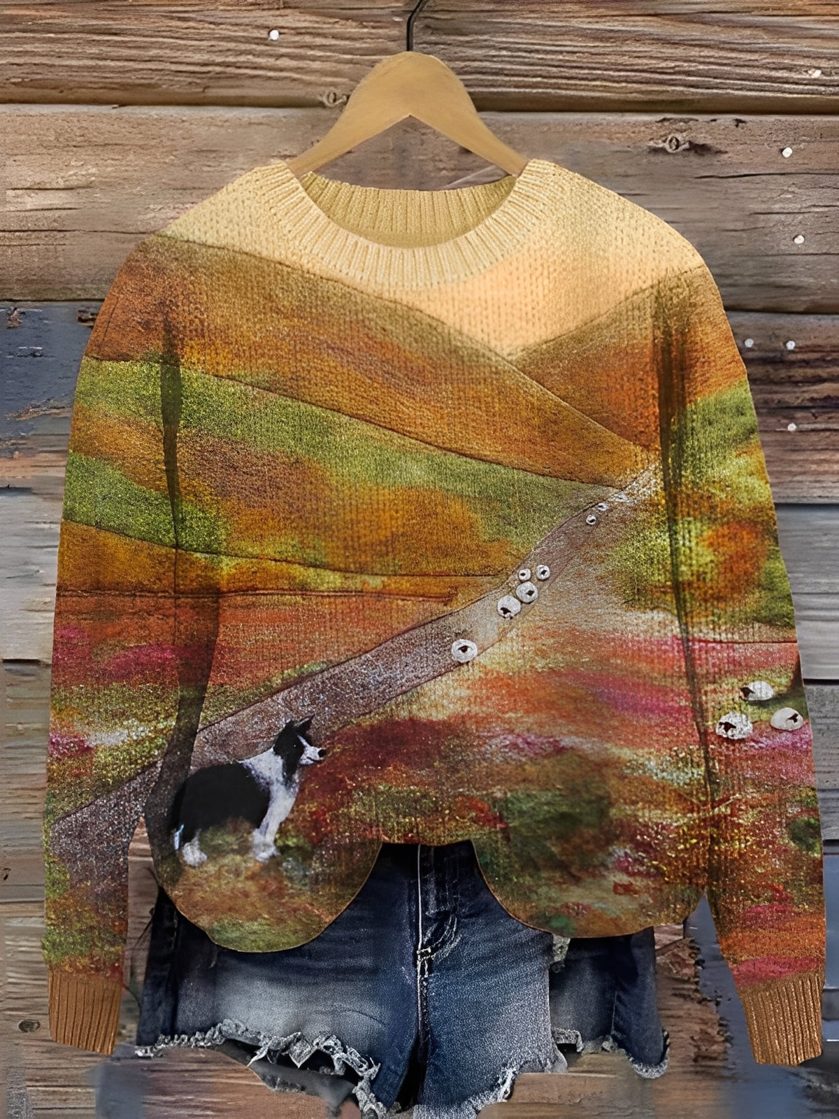 Tawnee - Warmer Wollpullover mit Print für Damen