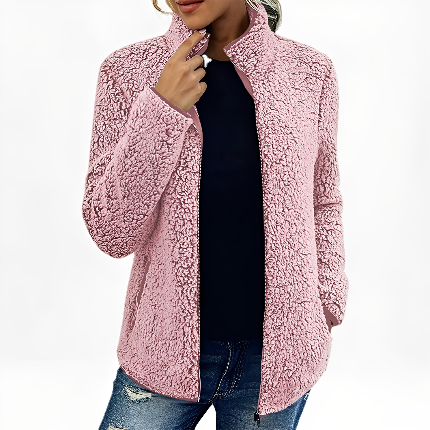 Alethea - Eleganter Fleece-Samtmantel für Damen
