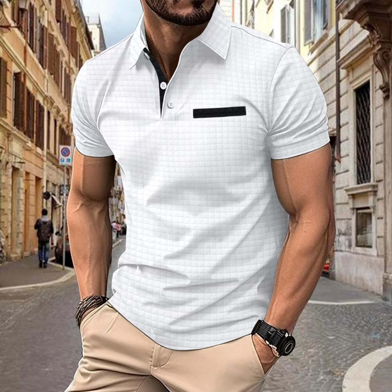 Kohen - Sommer-Poloshirt mit Herrenknopf