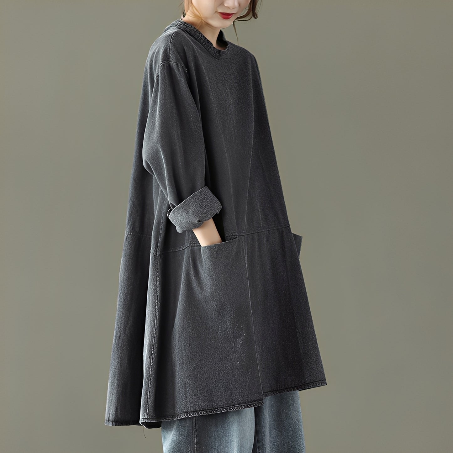 Valerie - Lässiges Maxikleid aus Denim mit Taschen für Damen