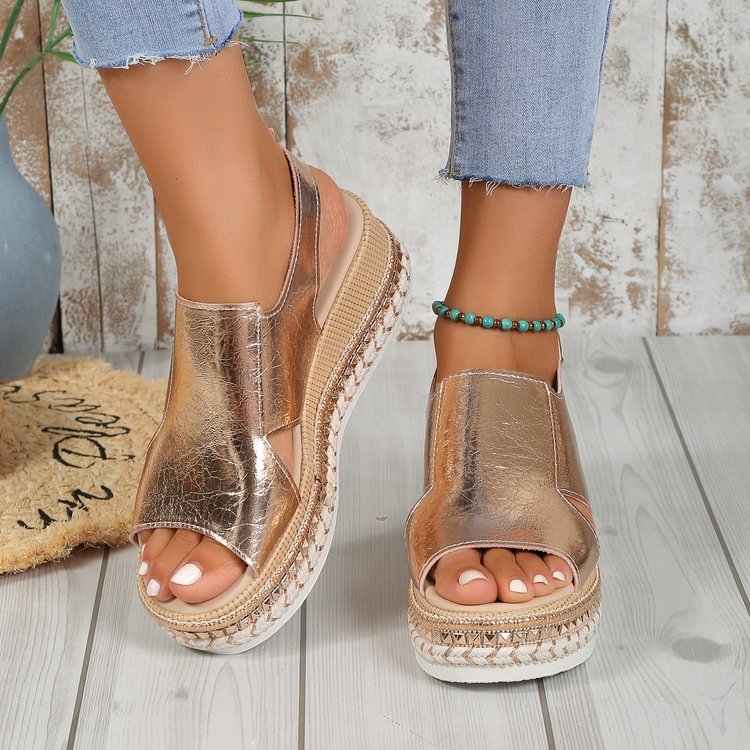 Calista - Orthopädische glänzende Sandalen mit Schnalle für Damen