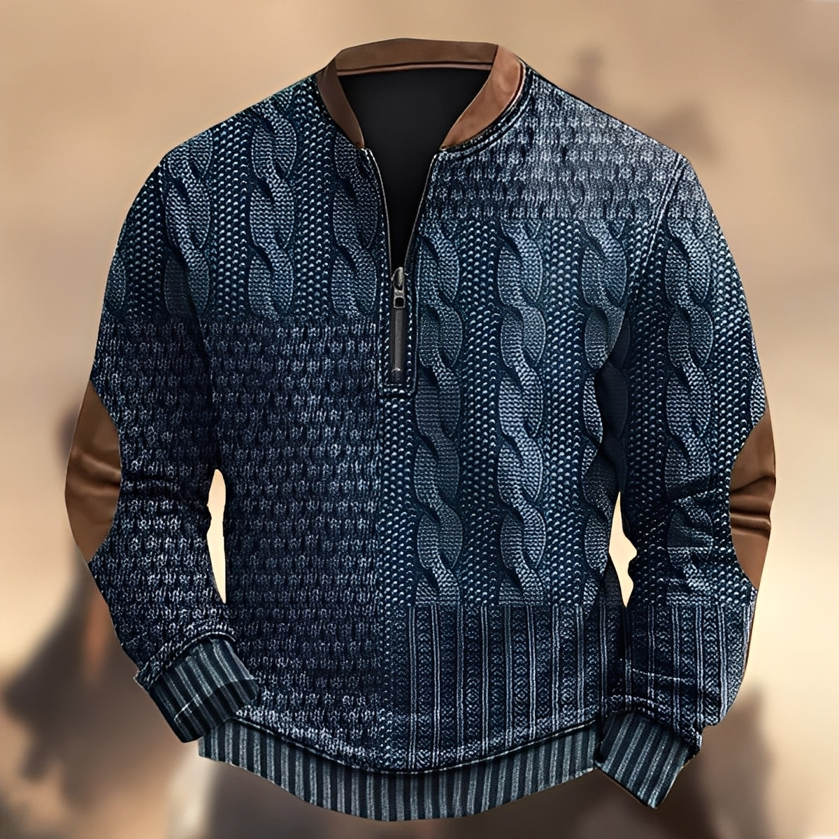 Edmund - Lässiger bedruckter Pullover mit Reißverschluss für Herren