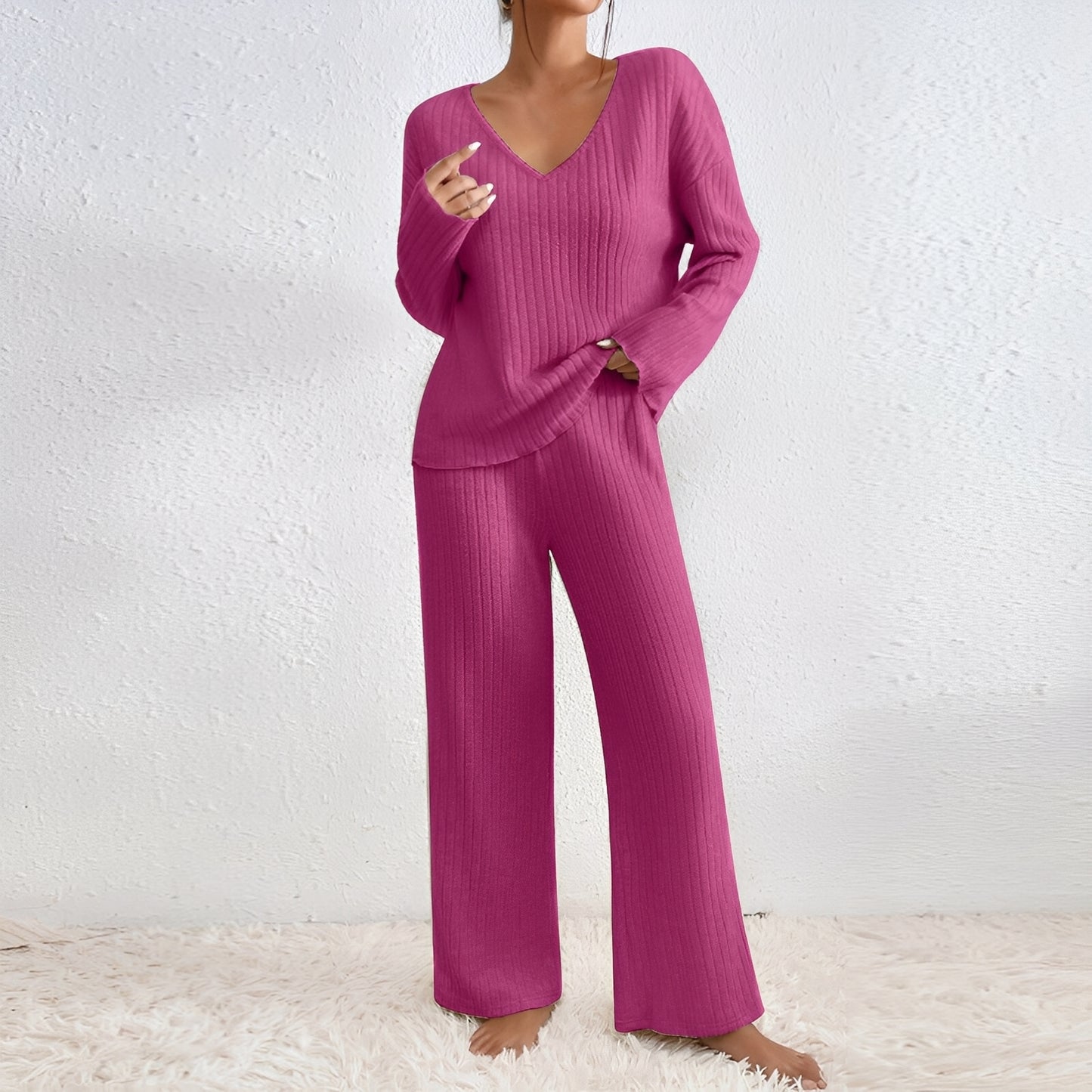 Michele - Lässiges, gestricktes zweiteiliges Lounge-Set für Damen