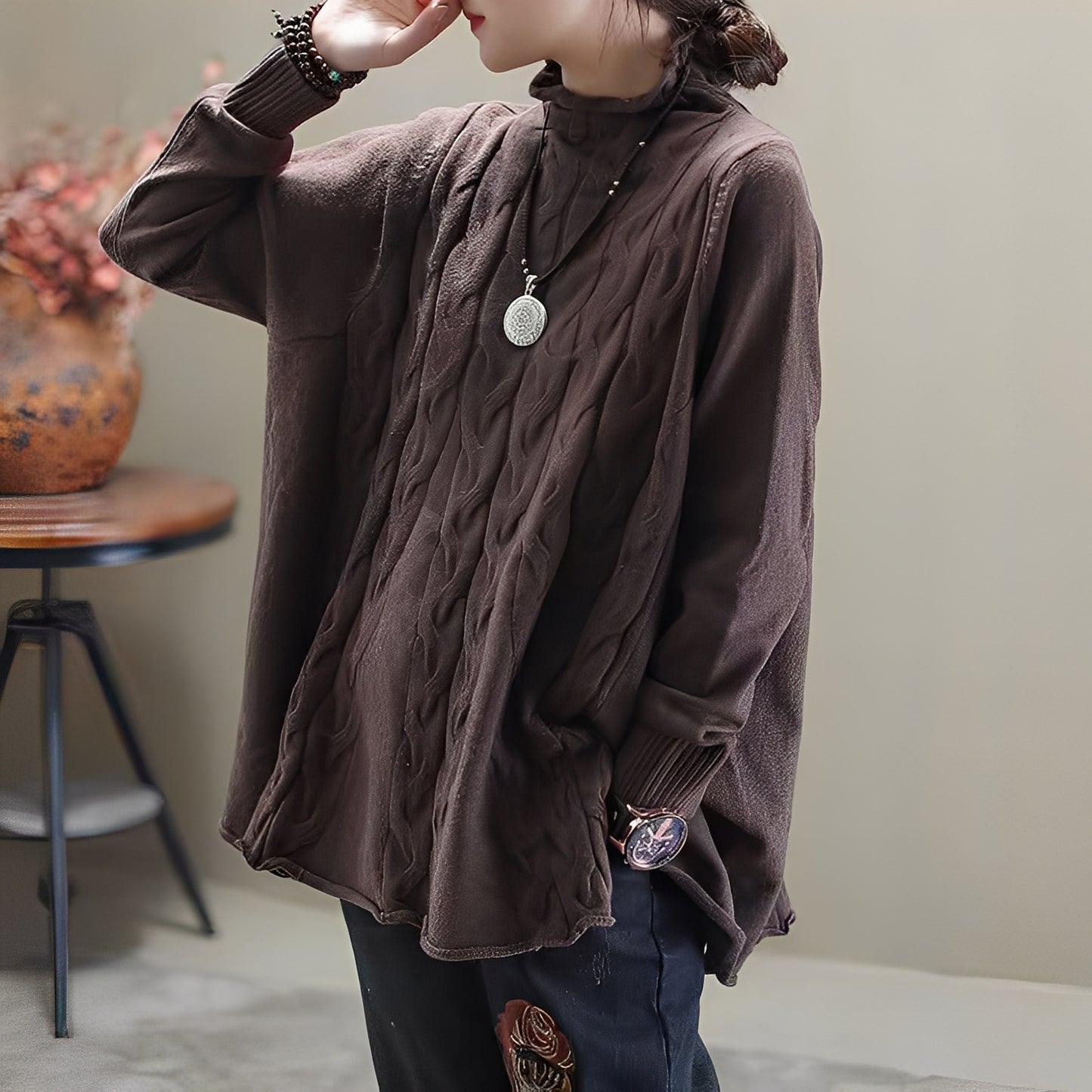 Merla - Lässiger Rollkragenpullover mit Seitenschlitz für Damen