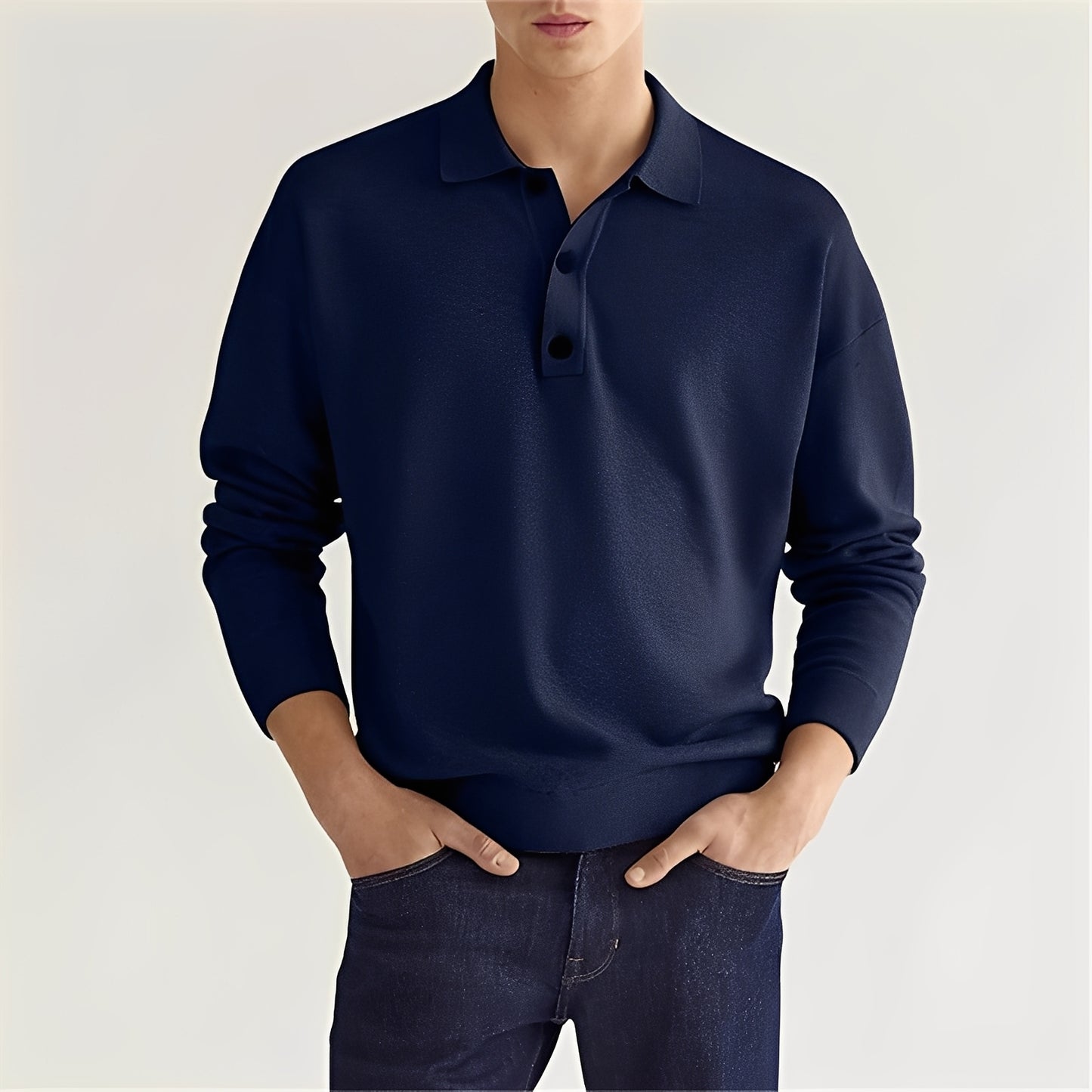 Zavier - Lässiges Langarm-Poloshirt für Herren
